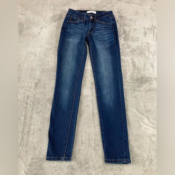 Kancan Jeans Women’s 1/24 Blue Distressed Denim Low Rise Skinny Leg Casual - Picture 2 of 11